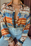 Nukty Fashion Women's Shirts Button Down Lapel  Abstract/Zebra Print Long Sleeve Loose Shirt Femme Tops Autumn New