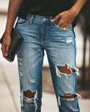 Nukty New Women Fashion Mid Waist Boyfriend Big Ripped Hole Jeans Casual High Street Denim Pants Sexy Vintage Pencil Calca Jeans