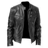Nukty Autumn Male Leather JacketNew  Black Brown Mens Stand Collar Coats Leather Biker Jackets  Motorcycle Leather Jacket
