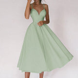 Sexy Deep V-neck Spaghetti Strap Dresses Women Backless Party Club Dress Solid Color Elegant Midi Dress Vestidos Christmas Dress
