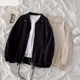 Nukty Women Basic Jackets Turn Down Collar Zipper Harajuku Elastic BF Chic Ulzzang Loose Korean Style Cool Streetwear Casual Outerwear
