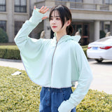 Nukty Sun-proof Jackets Zipper Hooded Summer Outerwear High-quality Korean Style Candy Colors Long Sleeve Female Lady All-match Coats