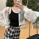 Nukty Jackets Women Cropped Thin Summer Zipper Pure Color Cool Simple Outwear Sun Protection Outdoor Fashion Ladies Leisure Popular
