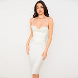High Quality Satin Bodycon Dress Women Party Dress New Year Dress Green Bodycon Dress Celebrity Evening Club Dress XL