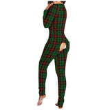 Nukty Women's Christmas Print Sexy Pyjama Front Back Button-Down Functional Buttoned Flap Sleepwear Long Sleeve Adults Jumpsuit