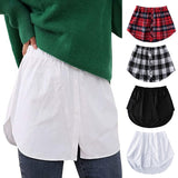 Nukty Detachable Underskirt Cotton Shirt Extender for Women Irregular False Skirt Tail Blouse Hem Plaid Mini Skirt Extender Hemline