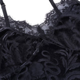 Nukty Women Casual Sexy Camisole Black Floral Lace Hem V-neck Sleeveless Camis Gothic Crop Tops Ladies Tank Tops Skinny Clubwear