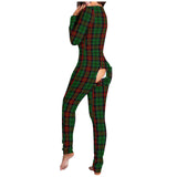 Nukty Women's Christmas Print Sexy Pyjama Front Back Button-Down Functional Buttoned Flap Sleepwear Long Sleeve Adults Jumpsuit