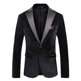 Nukty New Style Black Velvet Blazer Groomsmen Peak Lapel Wedding Groom Tuxedos Men Suits Wedding/Prom/Dinner Best