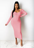Nukty Women Autumn Solid Ribbed Maxi Knitted Dress V Neck Sexy Slim Elastic Basic Long Bodycon Dress Winter Off Shoulder White Dresses