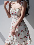 Nukty Y2K Floral Sexy Slip Dress Women's Summer Bandage Sleeveless Slim Flounce Resort Mini Dresses Elegant Office Lady Party