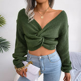 Nukty Knit Twist Pullover Women Autumn New Fashion Tops Long Sleeve Oversized Sweater High Street Off-Shoulder Knitwear