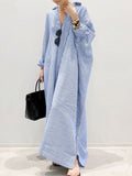 Nukty Summer New Dresses for Woman Fashion Striped Cardigan Loose Large Casual Temperament Commuter Irregular Women's Long Dress Tops