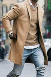 Nukty Autumn Winter Mens Jacket Male Overcoat Casual Solid Slim Coats Long Cotton Coat Streetwear
