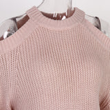 Nukty Sexy Off Shoulder Long Sleeve Sweater Dress Elegant Solid Loose Casual Knitted Mini Dress Female Vestido Women Autumn Clothes