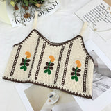 OUMEA Women Cotton Camis Crop Tops Summer Crochet Floral Embroidery V Neck Cute Tops French Style Going Out Hot Sexy Beach Tops