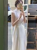 Nukty Summer White France Vintage Dress Women Chiffon Elegant Evening Party Long Dress Ladies Casual Korean Style One-piece Dress