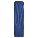 Nukty Off Shoulder Denim Dress Woman Blue Corset Long Dress Women Midi Bodycon Dresses For Women Elegant Party Dress
