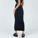 Nukty 90s Vintage Black High Waist Bodycon Maxi Skirt Chic Women Fashion Casual Slim Fit Pencil Long Skirt Harajuku Streetwear