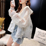 Nukty Basic Jackets Women Lace Hollow Out Elegant Sun-proof Summer Vacation Simple All-match Mujer Loose Leisure Thin Korean Fashion