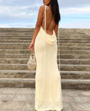 Nukty White Backless Maxi Dresses For Women Spaghetti Strap Long Beach Dress Women Summer Elegant Evening Party Dress