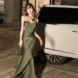 Nukty Sexy Sleeveless Spaghetti Strap Evening Party Prom Elegant Backless Floral Long Maxi Wedding Dresses for Women Female Summer New