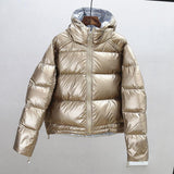 Nukty Gold Silver Double Side Down Coat Winter Jacket Women Big Aritificial Fur White Duck Down Parkas Female Down Outerwear