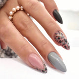 24Pcs False Nails With Glue Almond Pink Butterfly Design Detachable Rhinestones Acrylic Fake Nails long stiletto Press On Nails