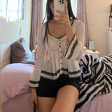 Nukty y2k Mesh Sheer Crop Tops Fairycore Flared Sleeves Button Down T Shirt Aesthetic Clothes 2000s Women Tee Korean Fashion