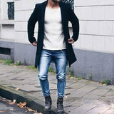 Nukty Autumn Winter Mens Jacket Male Overcoat Casual Solid Slim Coats Long Cotton Coat Streetwear