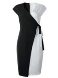Summer New Fashion Women's Dress Sleeveless Irregular Black and White Color Matching Straps Temperament Simple Hip Skirt