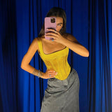 Sexy Satin Boned Corset Top For Women New Summer Sleeveless Backless Square Collar Cropped Tops Club Party Tunic