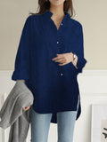 Summer New Women's Shirts Fashion Autumn Tops Asymmetric Casual Long Sleeve Cardigan Button Up Shirt  Oversized Office