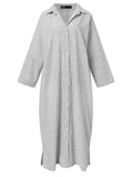 Nukty Summer New Dresses for Woman Fashion Striped Cardigan Loose Large Casual Temperament Commuter Irregular Women's Long Dress Tops