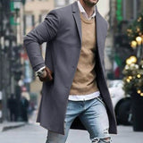 Nukty Autumn Winter Mens Jacket Male Overcoat Casual Solid Slim Coats Long Cotton Coat Streetwear