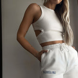 Nukty Summer Tops Women y2k Aesthetic Side Hollow Out Knitted Tanks Solid Color Sleeveless Sweat Shirt Basic Clothes Streetwear