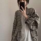 Nukty Retro Plaid Jackets Women Harajuku Unisex All-match Basic Teens Checkered Shirts Outwear Spring Single Breasted Couples Coats
