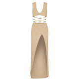 Nukty Pareo Women Beach Cover Up Summer Outfits For Milk Silk Slim One Dress Skirt Sleeveless Hollow Out Backless Two Solid