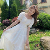 Nukty Fashion Women Purple Elegantes Long Dress Cottage Core Vintage Women's Wear Aesthetic Summer Fairy Dress
