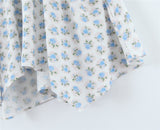 Nukty Spring Summer New Vintage Casual Chic Printed Elastic High Waist Slim Flying Sleeves Square Neck Mini Short Dress Woman