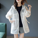 Nukty Jackets Women Hooded Fashion Thin Sheer Chic Soft Summer Femme Solid Ins Korean Style Sun-proof Harajuku High Street Holiday New