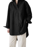 Summer New Women's Shirts Fashion Autumn Tops Asymmetric Casual Long Sleeve Cardigan Button Up Shirt  Oversized Office