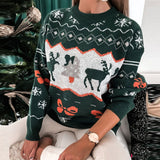 Nukty Fashion Women Santa Tree Christmas Sweater Red 3D Print Casual Warm Knitted Jumpers Pullover Long Sleeve O Neck Sweaters