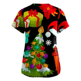 Nukty Cute Cartoon Animals Print Christmas Nursing Scrubs Women Tops Short Sleeve pet salon Work Uniform Blouse Costume Shirts Female