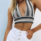Women Fashion Sexy Halter Backless Floral Print Tank Tops Summer  Female Casual Sleeveless Vest Tops For Daily shopping