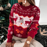 Nukty Fashion Women Santa Tree Christmas Sweater Red 3D Print Casual Warm Knitted Jumpers Pullover Long Sleeve O Neck Sweaters