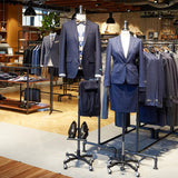 Nukty Navy Blue 2 Piece Slim Fit Business Men Suit Stripe Groom Wedding Tuxedo Custom Skinny Prom Wedding Business Suit
