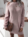 Nukty Sexy Off Shoulder Long Sleeve Sweater Dress Elegant Solid Loose Casual Knitted Mini Dress Female Vestido Women Autumn Clothes