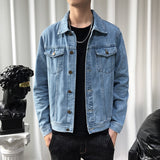 Nukty New Solid Casual Cotton Denim Jacket Men Plus Size M-5XL Lapel Single Breasted Jeans Jacket High Quality Denim Jackets Man