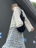 Nukty Harajuku Knitted Cardigan Women Vintage Hollow Out Oversized Sweater Korean Fashion Loose Casual Long Sleeve Thin Tops